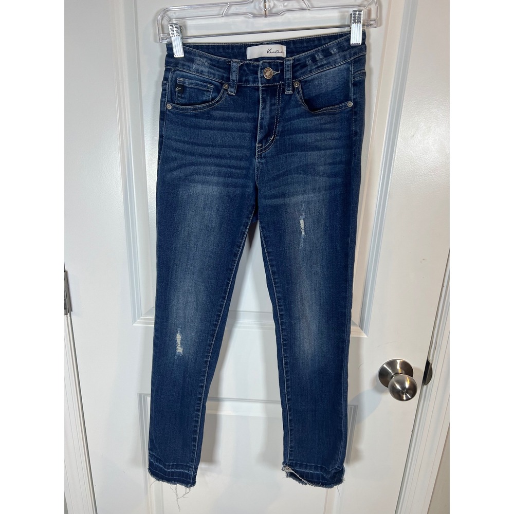 KanCan Womens Skinny Jeans Distressed Dark‎ Wash Blue Size 1/24